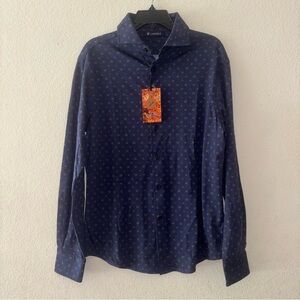 Cremieux knit navy long sleeve button Shirt, size medium, NEW